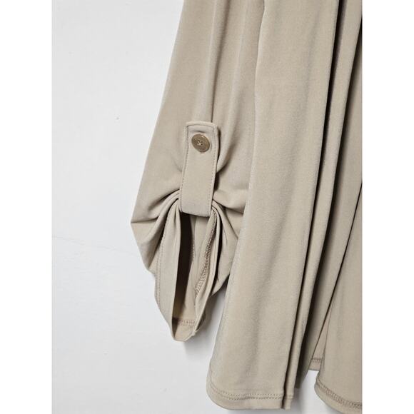 Susan Graver Women Flowy Liquid Knit Open Front Top Sz Sm Neutral Office Career - Picture 2 of 8